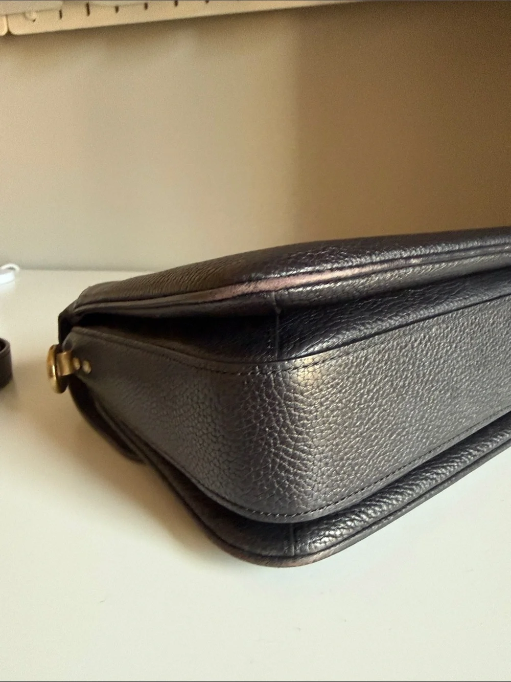 Coach Cassie Black Pebbled Leather Crossbody with Gold Turnlock